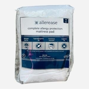 AllerEase Complete Allergy Protection Mattress Pad Twin White Cotton Quilted NIP
